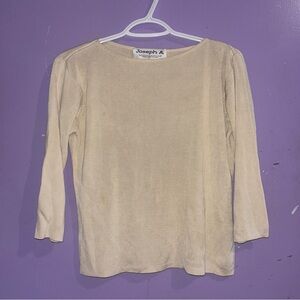 Joseph A. Pure Silk Cream Long Quarter Sleeve Top